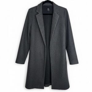 Zara Women's Size Medium Open Front Charcoal Open Trench Coat